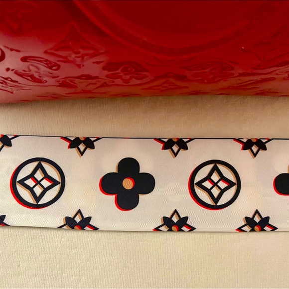 Monogram Patterned Twilly Bandeau Scarf Mixed Colors - Picture 4 of 8